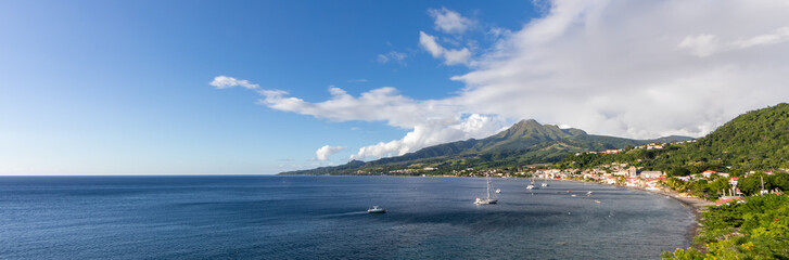 Saint-Pierre, Martinique, FWI - View to the city and the Mount Pelee