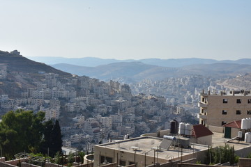 Cityscape landscape of Nablus from Mt Gerizim National Park