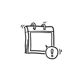 hand drawn Calendar deadline or event reminder notification vector icon, doodle cartoon agenda symbol with selected important day and notice message isolated background © devitaayu