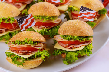 Sandwiches with american flag for patriot party.