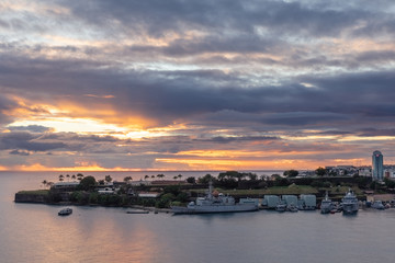 Naklejka premium Fort de France, Martinique, FWI - Sunset on Saint-Louis Fort