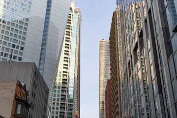Fototapeta na wymiar Variety of Skyscrapers on a Street in Streeterville Chicago