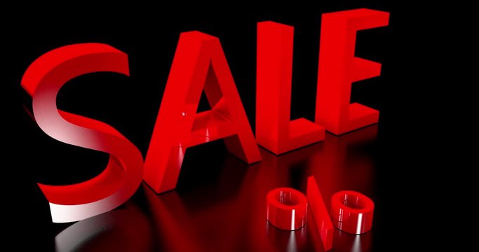 Sale loopable animation in 3d with camera movement for promotion of discount advertising. Ideal for seasonal sale or cyber monday or black friday sale.