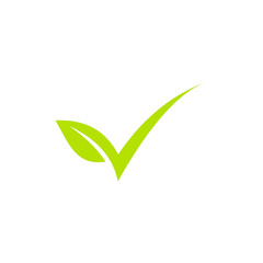 Check mark Green Leaf Environment Icon Vector Logo Template