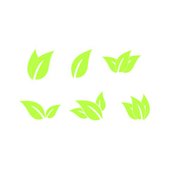 Green Leaves Set Vector Logo Template Illustration Design.
