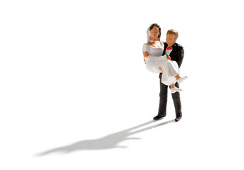 Just married miniature on white