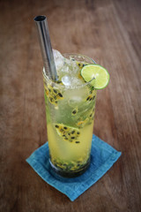 Passion fruit mojito cocktail