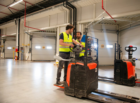 Training on a forklift, managers and workers