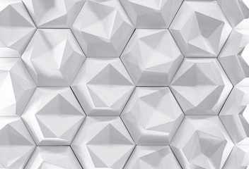 White gypsum wall panel with 3D effect. Volumetric gypsum texture.