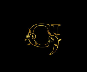 Golden C, J and CJ Luxury Letter Logo Icon 