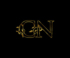 Golden C, N and CN Luxury Letter Logo Icon 
