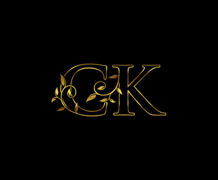 Golden C, K and CK Luxury Letter Logo Icon 