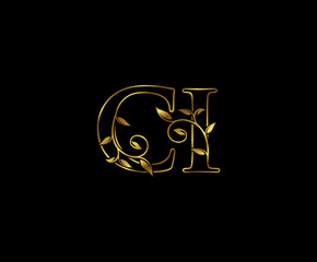 Golden C, I and CI Luxury Letter Logo Icon 