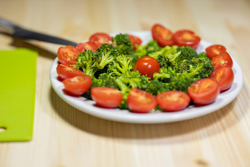 healthy and tasty broccoli and tomato salad