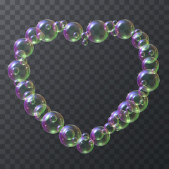 Soap bubbles in the form of a heart shape