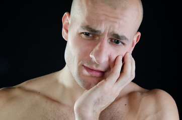 Fototapeta premium Toothache . Attractive man and health problems.