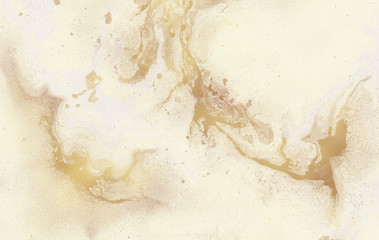 Beautiful contemporary painting. Unique hand painted trendy image for creative design of posters, wallpapers, websites. Modern piece of art. Unusual artistic style. Liquid golden ink.