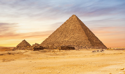 Famous Pyramid of Menkaure, Giza complex, Cairo, Egypt