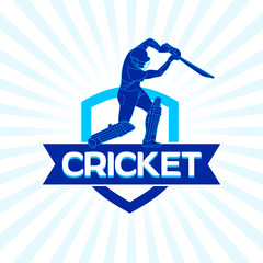 Abstract Cricket team logo design, concept, poster, template, banner, icon, unit, label, web, mnemonic - vector, illustration