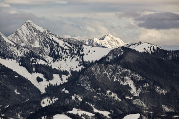 Fototapeta na wymiar High, beautiful mountains in winter, during sunny day.