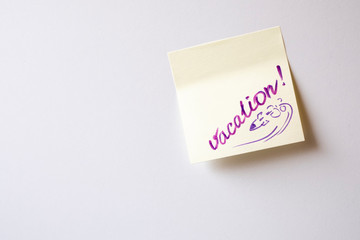 Wall sticker with the text: Vacation. Message in the Internet community.