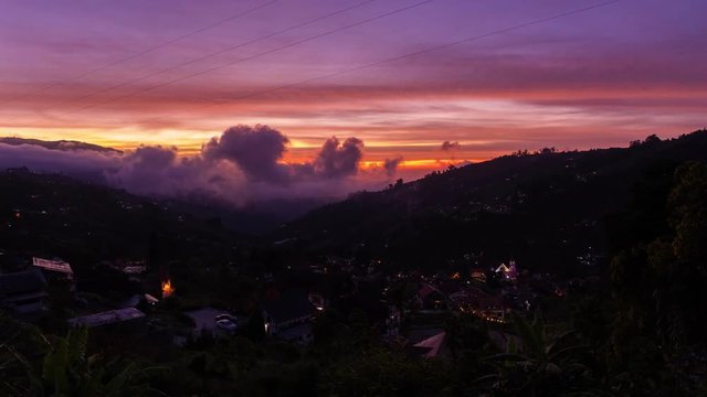 Time- lapse of sunrise at Colonia Tovar. German Settlement. Aragua State, Venezuela