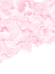 Hand painted watercolor texture background for cards and wedding invitations. Vector. Top border template in pink color.