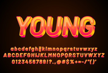 Modern bold text effect with modern 3d design, gradient font complete set alphabet for game title or logo