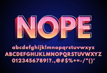 Fototapeta na wymiar Modern bold text effect with modern 3d design, gradient font complete set alphabet for game title or logo