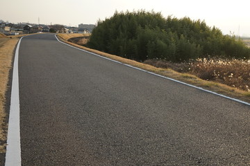 Fototapeta premium 河川敷沿いの道