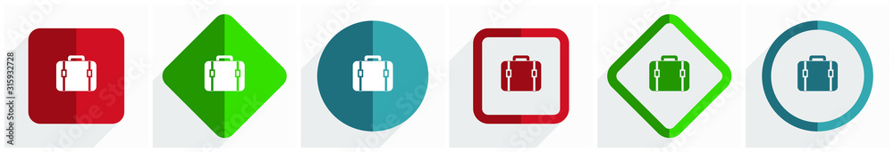 Fototapete Bag icon set, flat design vector illustration in 6 options for webdesign and mobile applications in eps 10