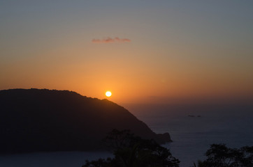 Sonnenuntergang, Tobago, Urlaub, Berge, orange, Sonne, Horizont, Blau