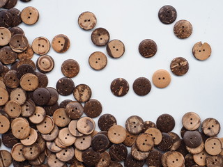 Wooden buttons pattern, Buttons made from Coconut shell, Can use as wallpaper or background.