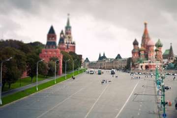 Fototapeta na wymiar Moscow Red Square, a photograph with the tilt shift effect