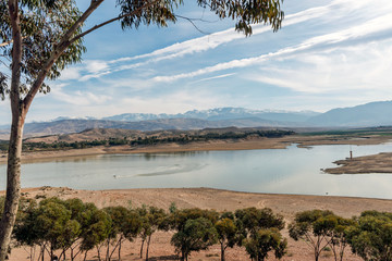 Beautiful lake and mountains south from Marrakech, Morocco