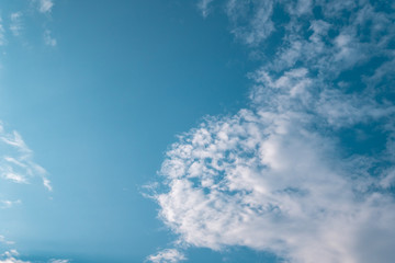 Blue Sky and Clouds. Daylight, mood. View, White clouds in the beautiful blue sky, Clouds in the blue sky. Oxygen, environment.