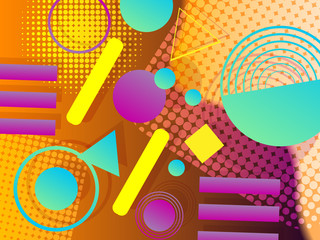 Geometric abstract background design in modern memphis style. Modern composition with geometric shapes. Trendy geometric background. EPS 10 vector illustration.
