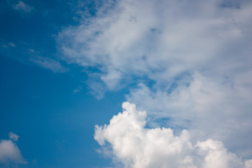 Blue Sky and Clouds. Daylight, mood. View, White clouds in the beautiful blue sky, Clouds in the blue sky. Oxygen, environment.