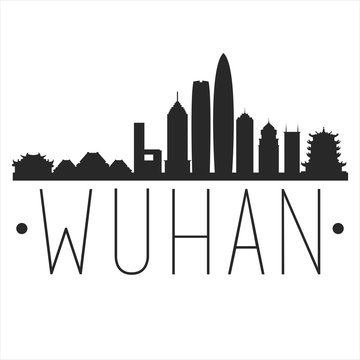 Wuhan China. City Skyline. Silhouette City. Design Vector. Famous Monuments.