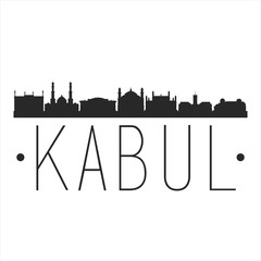Kabul Afghanistan. City Skyline. Silhouette City. Design Vector. Famous Monuments.