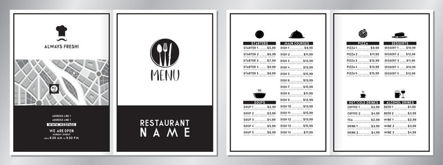 Vintage/ retro restaurant menu template - (starters, soups, main