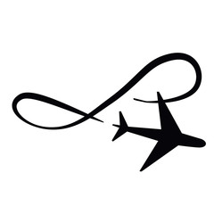 Plane Black Symbol Vector Illustration