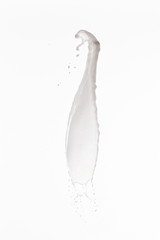 pure fresh white milk splash with drops isolated on white