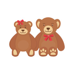 Obraz na płótnie Canvas Two teddy bears sitting together vector illustration on a white background