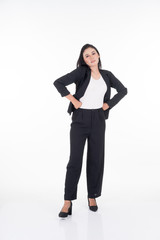 A portrait of a beautiful businesswoman with various poses isolated on white background.