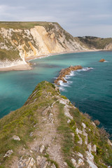 view of Man o War beach in Dorset