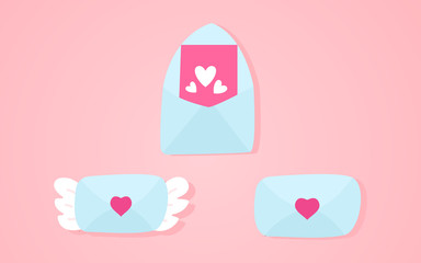 Love envelope vector illustration on a pink background
