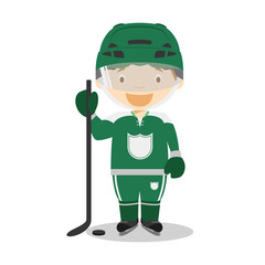 Sports cartoon vector illustrations: Ice Hockey