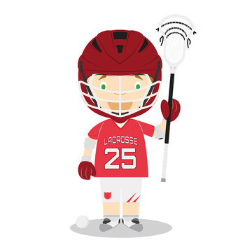 Sports cartoon vector illustrations: Lacrosse