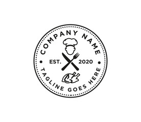 fried chicken logo, emblem, badge, Vector, Illustration